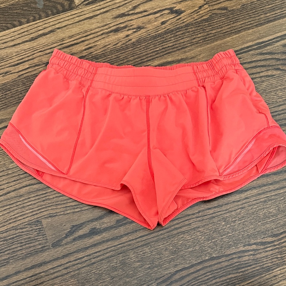 lululemon athletica Bright Coral Athletic Shorts. Hottie hot 2.5